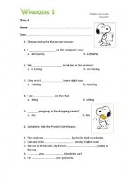 English Worksheet: Present Continuous