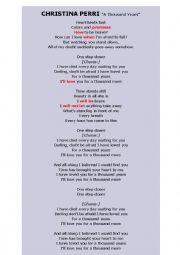 English Worksheet: Christina Perri  - a thousand years -