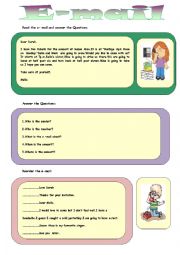 English Worksheet: E-MAIL (PHONE CONVERSATION)