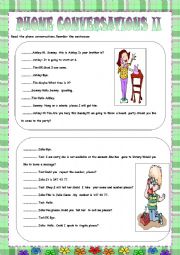 English Worksheet: PHONE CONVERSATION 2