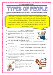 English Worksheet: Vocabulary Revision 5 - types of people 