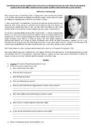 English Worksheet: Reading activity - Walt Disneys biography
