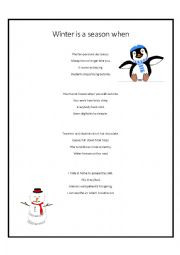 English Worksheet: Winter Poem