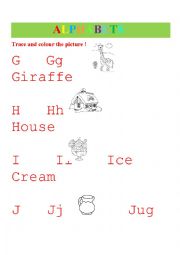 English Worksheet: ALPHABETS G - L