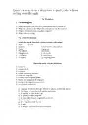 English Worksheet: The Worksheet on the text 