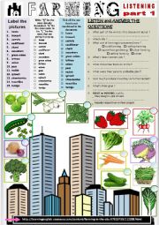 English Worksheet: Listening - URBAN FARMING part 1 - Comprehension questions + Link.