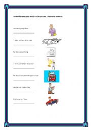 English Worksheet: Write Questions with DO or DOES. Then answer