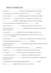 English Worksheet: word formation part 1