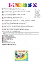 English Worksheet: The Wizard of Oz