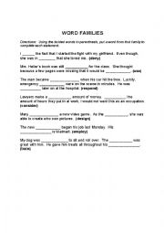 English Worksheet: Word Families