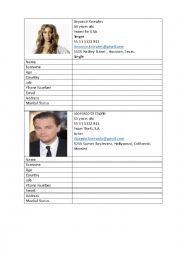 English Worksheet: INFORMATION GAP - DI Caprio & Beyonc