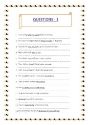 English Worksheet: MAKING QUESTIONS
