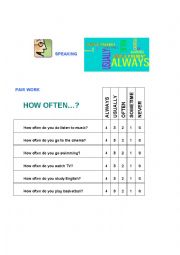 English Worksheet: Frequency adverbs, questionnaire