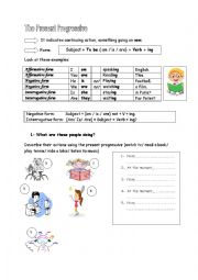 English Worksheet: The present progressive