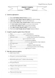 English Worksheet: PRESENT SIMPLE - negative (easy)