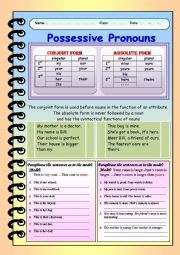 English Worksheet: Possessive Pronouns