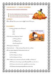 Thanksgiving - Make questions in the simple past A2- B1