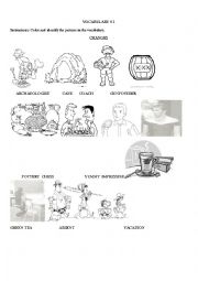 English Worksheet: VOCABULARY 1
