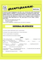 English Worksheet: Gramps Grammar - Articles
