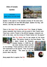 English Worksheet: Cities in Canada: Quebec