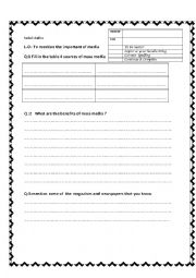 English Worksheet: the important of media 