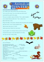 English Worksheet: ANIMALS IN WINTER