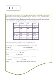 English Worksheet: verb to be