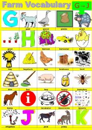 English Worksheet: Farm vocabulary - Pictionary -  G to J