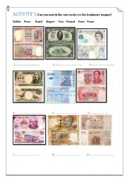 English Worksheet: There is/are - currencies