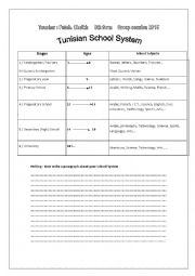 English Worksheet:  Tunisian School System