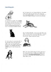 English Worksheet: matching pets