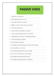 English Worksheet: PASSIVE VOICE