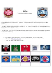 English Worksheet: baskeball teams NBA