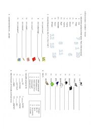 revision numbers. colours. animals- personal nformation