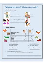 written practice in presente continuous and food vocabulary