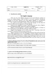 English Worksheet: Written test