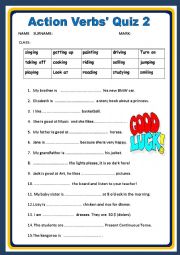 ACTION VERBS QUIZ 2