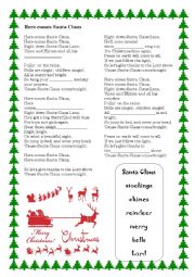 English Worksheet: Here comes Santa Claus