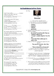 English Worksheet: Song Based Activity