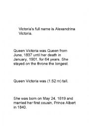English Worksheet: Queen Victoria reading activity
