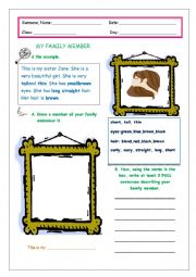 English Worksheet: My Family Members