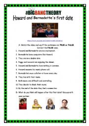 English Worksheet: The Big Bang Theory - Howard and Bernadettes first date ***