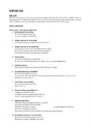 English Worksheet: Writing File for B1/PET exam