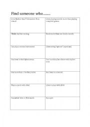 English Worksheet: Find someone who