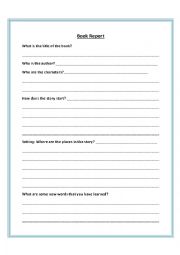 English Worksheet: Book report