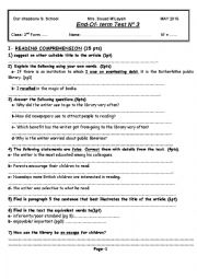 English Worksheet: End-of-Term Test n 3