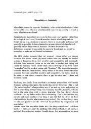 English Worksheet: Masculinity vs femininity