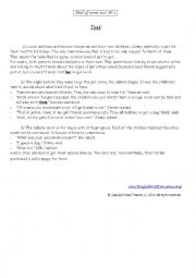 English Worksheet: end of term test 1 (9th formers / reading)