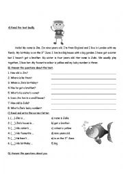English Worksheet: Reading comprehension-2 pages worksheet 
