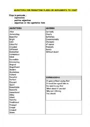 English Worksheet: Adjectives for promoting places and monuments